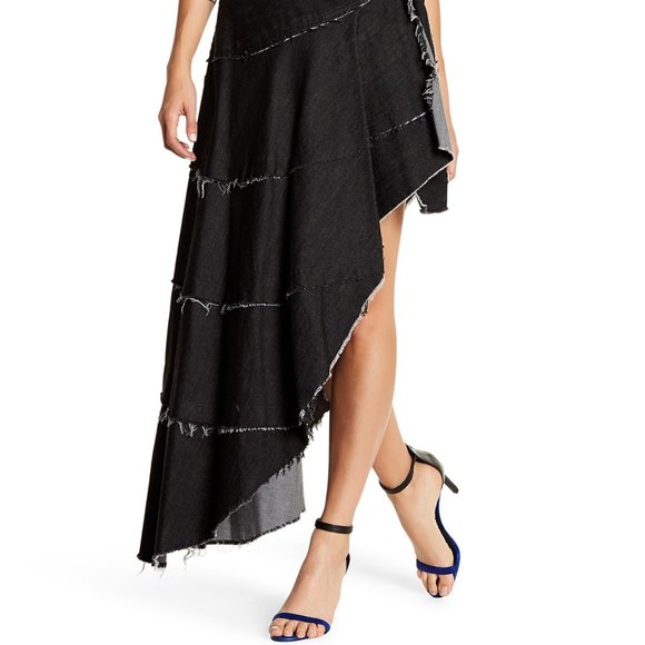 Norma Kamali USA New Frayed Wrap Denim Skirt SEXY - Picture 2 of 13